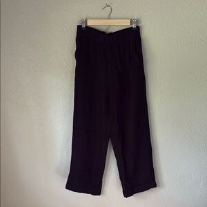 Linen Blend Black Pants